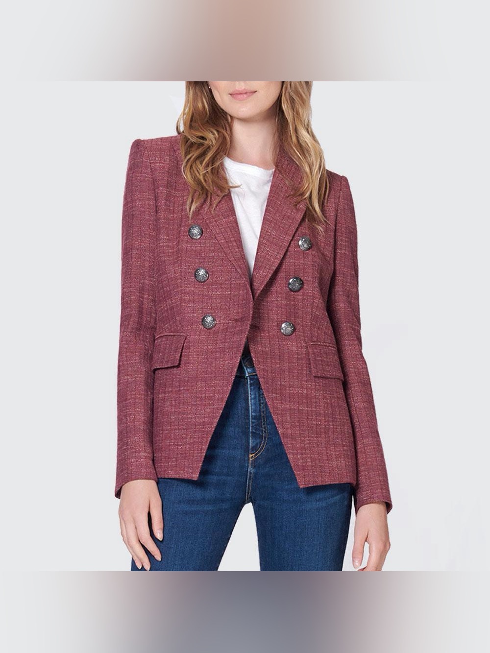 Veronica Beard Miller Dickey Jacket in Currant Herringbone, Size 4
